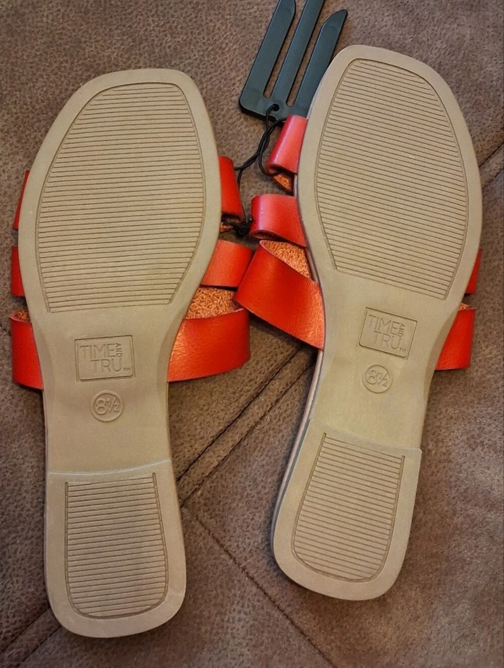 Time and Tru Embellished Slide Sandals with Goldtone Buckle - Women's Size 8 1/2